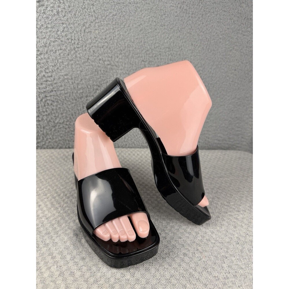 Beach By Matisse Wade Jelly Block Heel Slip On Platform Sandals Size 8 Black